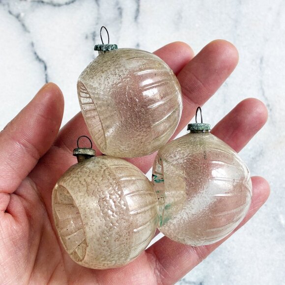 Vintage Lot 3 Glass Indent Unsilvered BALL STAR Feather Tree Christmas Ornament - Picture 4 of 7